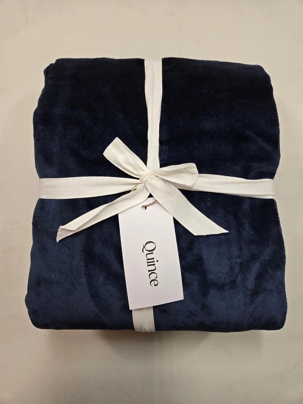 NWT QUINCE 1 48x84 Cotton Velvet Curtain Navy 9349